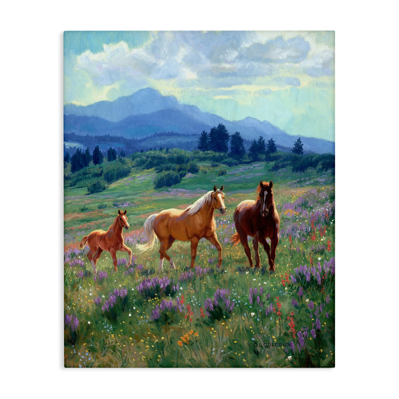 Stupell Industries Beautiful Mountain Valley Horses Canvas By Claire Goldrick